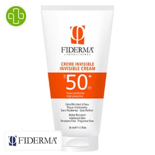 Produit de la marque Fiderma Sunfid Crème Solaire Invisible Spf50 - 50ml sur un fond blanc avec un logo Parachezvous celui de de la marque Fiderma