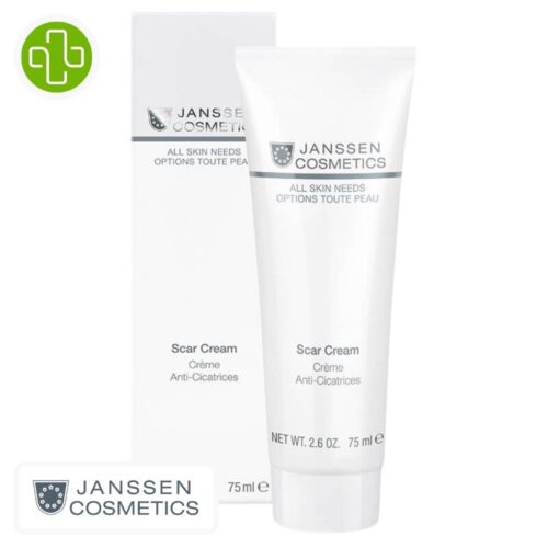 Produit de la marque Janssen Cosmetics Crème Anti-Cicatrices - 75ml sur un fond blanc avec un logo Parachezvous celui de de la marque Janssen Cosmetics