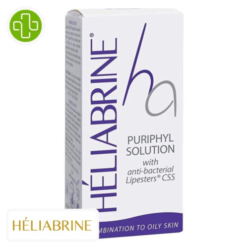 Produit de la marque Héliabrine Ha Solution Puriphyl - 30ml sur un fond blanc avec un logo Parachezvous et celui de de la marque Héliabrine