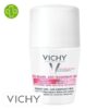 Produit de la marque Vichy Déodorant Déo-Beauté Anti-Transpirant 48h Roll-On Bille- 50ml sur un fond blanc avec un logo Parachezvous et celui de de la marque Vichy