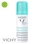 Produit de la marque Vichy Déodorant Spray Anti-Transpirant 48h Aérosol - 125ml sur un fond blanc avec un logo Parachezvous et celui de de la marque Vichy