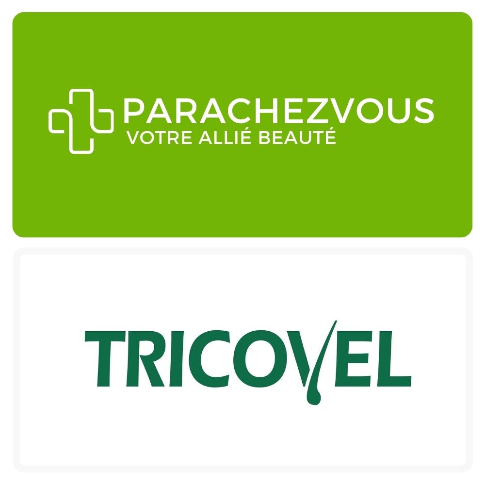 Logo de la marque tricovel maroc et celui de la parapharmacie en ligne parachezvous