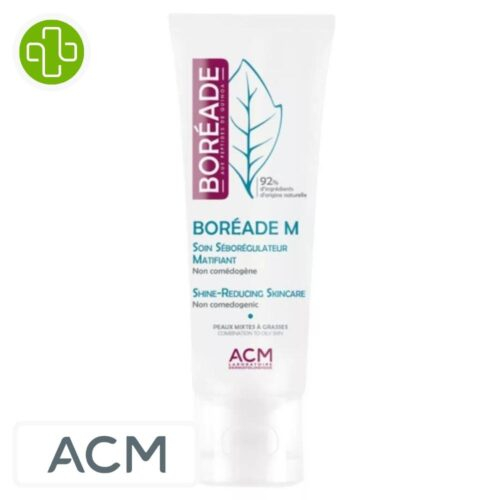 Produit de la marque ACM Boréade M Soin Séborégulateur Matifiant - 40ml sur un fond blanc avec un logo Parachezvous et celui de de la marque ACM