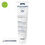 Produit de la marque Isispharma Glyco-A Soft Peeling Crème Nuit 5.5% d’Acide Glycolique – 30ml sur un fond blanc avec un logo Parachezvous et celui de de la marque Isispharma