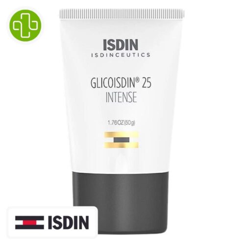 Produit de la marque Isdin Isdinceutics Glicoisdin 25 Intense Peeling - 50g sur un fond blanc avec un logo Parachezvous et celui de la marque ISDIN