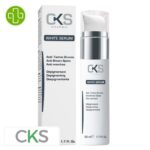 Produit de la marque CKS White Sérum Anti-Taches Brunes Dépigmentant - 50ml sur un fond blanc avec un logo Parachezvous et celui de de la marque CKS