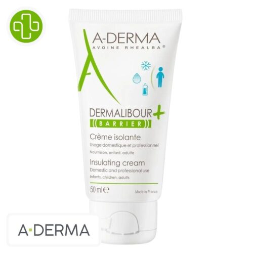 Produit de la marque A-Derma Dermalibour+ Barrier Crème Isolante - 50ml sur un fond blanc avec un logo Parachezvous et celui de de la marque A-Derma
