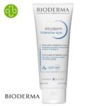 Produit de la marque Bioderma Atoderm Intensive Eye Démaquillant Anti-Irritations 3 en 1 - 100ml sur un fond blanc avec un logo Parachezvous et celui de de la marque Bioderma