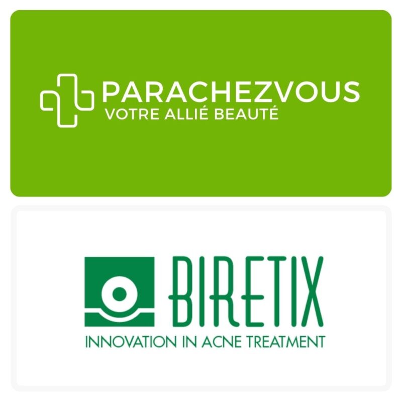 Logo de la marque biretix maroc et celui de la parapharmacie en ligne parachezvous