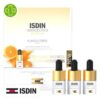 Produit de la marque Isdin Isdinceutics Flavo-C Forte Anti-Âge - 3 Sérums sur un fond blanc avec un logo Parachezvous et celui de la marque ISDIN