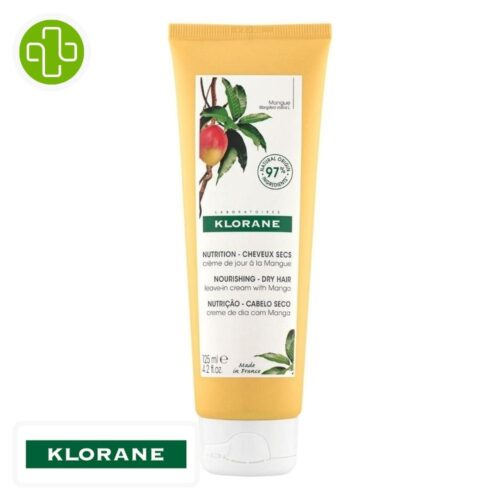 Produit de la marque Klorane Mangue Crème de Jour Nourrissante - 125ml sur un fond blanc avec un logo Parachezvous et celui de de la marque klorane