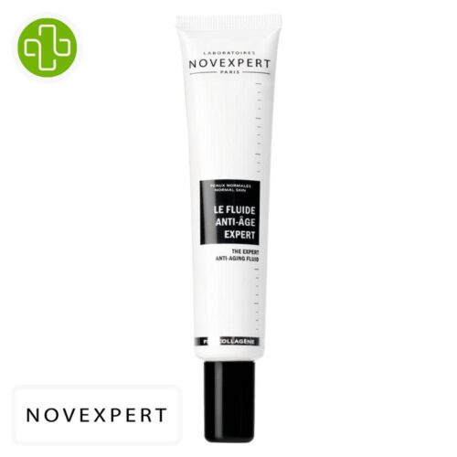 Produit de la marque Novexpert Col Fluide Anti-Âge Expert - 40ml sur un fond blanc avec un logo Parachezvous et celui de de la marque Novexpert