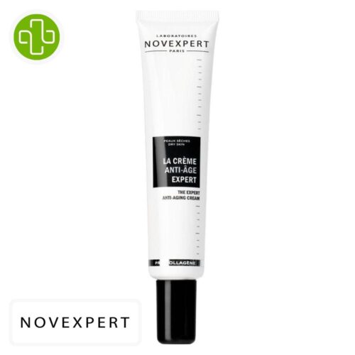 Produit de la marque Novexpert Col Crème Anti-Âge Expert - 40ml sur un fond blanc avec un logo Parachezvous et celui de de la marque Novexpert