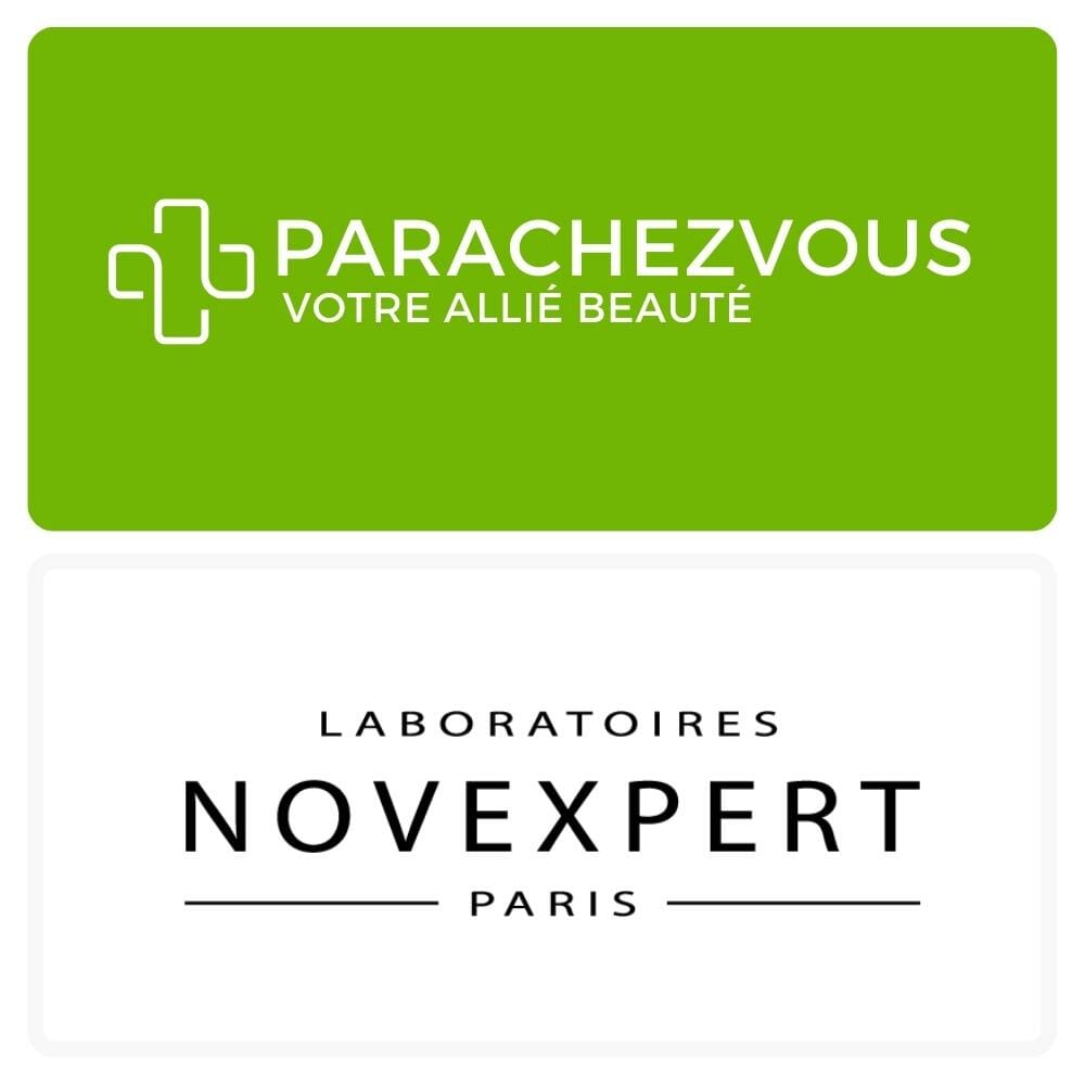 Logo de la marque novexpert maroc et celui de la parapharmacie en ligne parachezvous