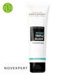 Produit de la marque Novexpert Zn Masque Triple Black Matifiant Lissant - 70g sur un fond blanc avec un logo Parachezvous et celui de de la marque Novexpert