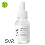 Produit de la marque SVR Ampoule Refresh Concentré Yeux Lissant Tonifiant – 15ml sur un fond blanc avec un logo Parachezvous et celui de de la marque SVR
