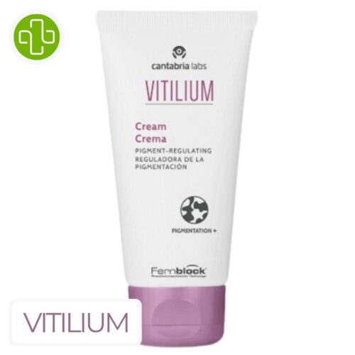 Produit de la marque Vitilium Crème Régulatrice de la Pigmentation - 50ml sur un fond blanc avec un logo Parachezvous et celui de de la marque Vitilium