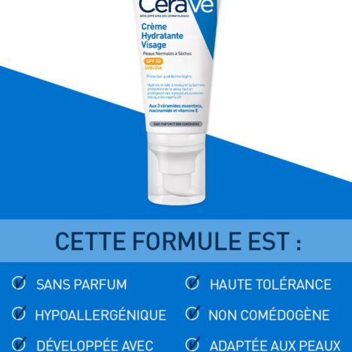 Cerave Creme Hydratante Visage Peau Normale A Seche Spf50 52ml 6
