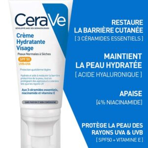 Cerave Creme Hydratante Visage Peau Normale A Seche Spf50 52ml 8