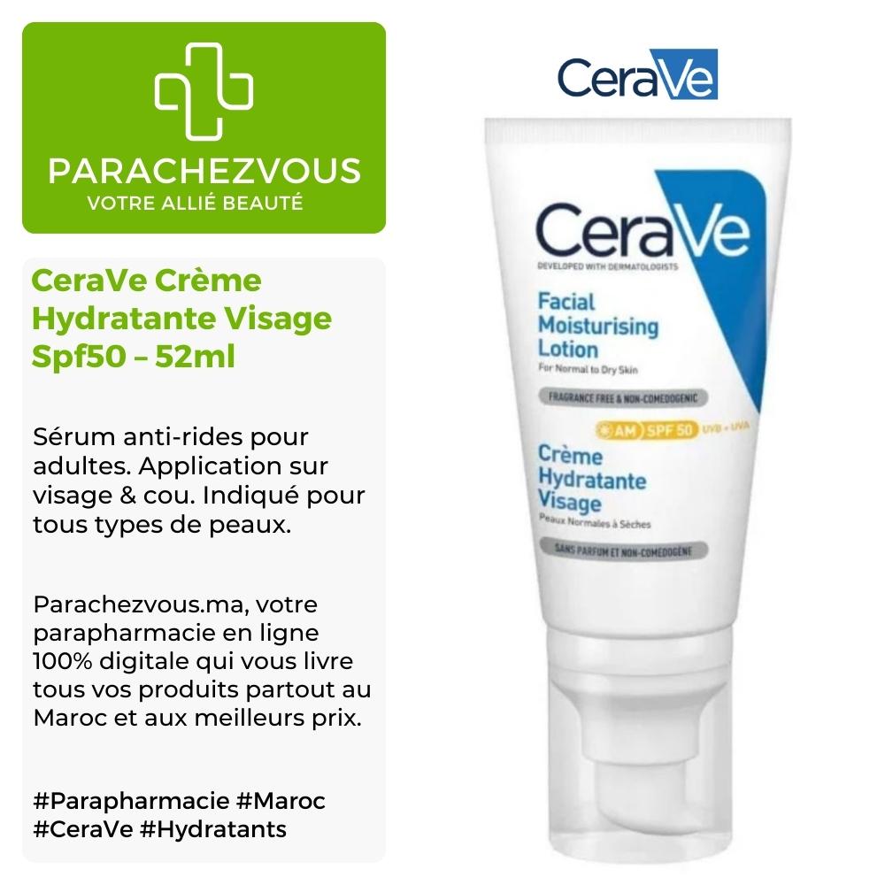 CeraVe crème hydratante visage SPF50 peaux normales à sèches, 52ml