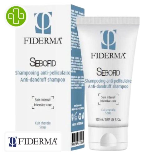 Produit de la marque Fiderma Sebofid Shampooing Anti-Pelliculaire - 150ml sur un fond blanc avec un logo Parachezvous celui de de la marque Fiderma