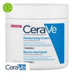Produit de la marque CeraVe Baume Hydratant Peaux Sèches à Très Sèches - 454g sur un fond blanc avec un logo Parachezvous et celui de de la marque CeraVe