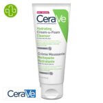 Produit de la marque CeraVe Crème Moussante Nettoyante Hydratante Peaux Normales à Sèches - 100ml sur un fond blanc avec un logo Parachezvous et celui de de la marque CeraVe