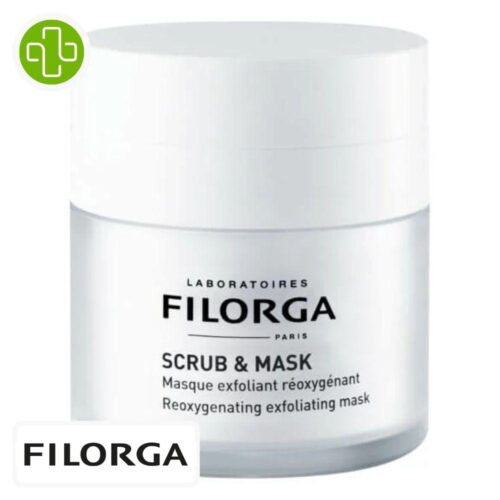 Produit de la marque Filorga Scrub & Mask Masque Exfoliant Réoxygénant - 55ml sur un fond blanc avec un logo Parachezvous et celui de de la marque Filorga