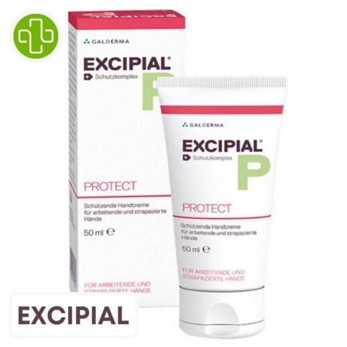Produit de la marque Excipial P Protect Crème Mains Protectrice - 50ml sur un fond blanc avec un logo Parachezvous et celui de de la marque Excipial