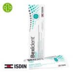Produit de la marque Isdin Bexident Gel Topique Post-Acte - 25ml sur un fond blanc avec un logo Parachezvous et celui de la marque ISDIN