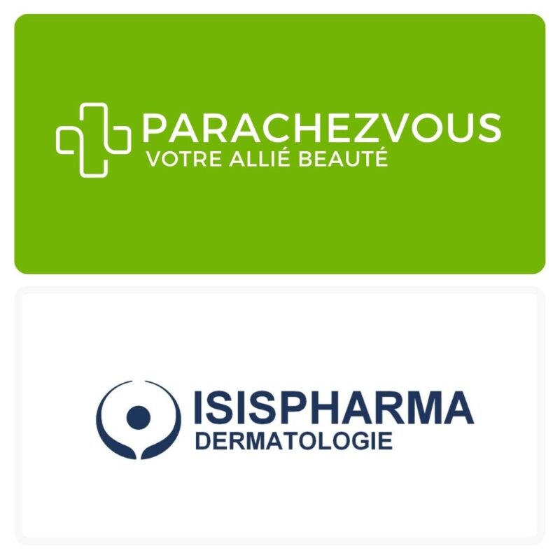 Logo de la marque isispharma maroc et celui de la parapharmacie en ligne parachezvous