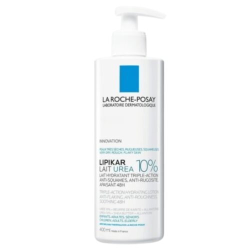 La Roche-Posay Lipikar Lait Urea 10% Lait Hydratant Triple Action Anti-Squames, Rugosités et Apaisant 48h - 400ml