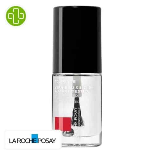Produit de la marque La Roche-Posay Toleriane Respectissime Silicium Top Coat Vernis à Ongles – 6ml sur un fond blanc avec un logo Parachezvous et celui de de la marque La Roche-Posay