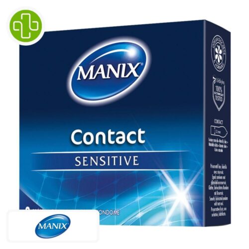 Produit de la marque Manix Contact Préservatifs Sensations Intactes - 3 unités sur un fond blanc avec un logo Parachezvous et celui de de la marque Manix