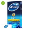 Produit de la marque Manix Super Préservatifs Sécurité & Confort Easy-Fit - 6 unités sur un fond blanc avec un logo Parachezvous et celui de de la marque Manix