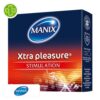 Produit de la marque Manix Xtra Pleasure Préservatifs Nervurés Forme Stimulante Double Extase - 3 unités sur un fond blanc avec un logo Parachezvous et celui de de la marque Manix