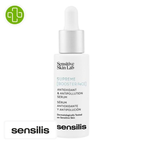 Produit de la marque Sensilis Supreme Booster Sérum Anti-Âge - 30ml sur un fond blanc avec un logo Parachezvous et celui de de la marque Sensilis