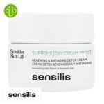 Produit de la marque Sensilis Supreme Crème de Jour Anti-Âge - 50ml sur un fond blanc avec un logo Parachezvous et celui de de la marque Sensilis