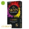 Produit de la marque Manix Skyn 5 Senses Préservatifs Ultimes - 5 unités sur un fond blanc avec un logo Parachezvous et celui de de la marque Skyn