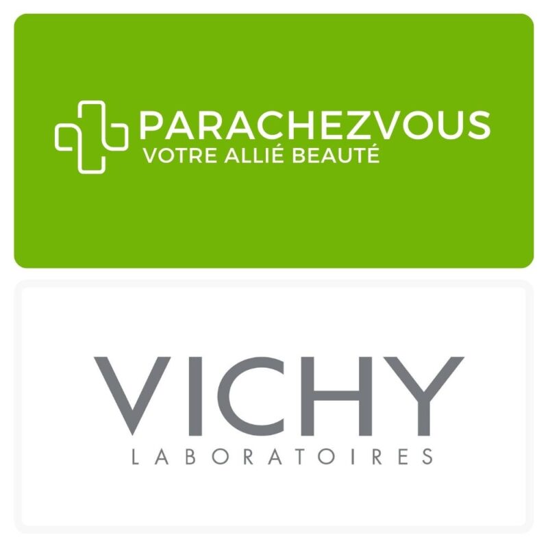 Logo de la marque vichy maroc et celui de la parapharmacie en ligne parachezvous