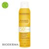 Produit de la marque Bioderma Photoderm Brume Solaire Invisible Spf50 - 150ml sur un fond blanc avec un logo Parachezvous et celui de de la marque Bioderma