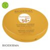 Produit de la marque Bioderma Photoderm Max Compact Solaire Teinté Doré Spf50 - 10g sur un fond blanc avec un logo Parachezvous et celui de de la marque Bioderma