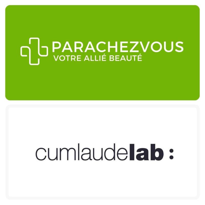 Logo de la marque cumlaude lab maroc et celui de la parapharmacie en ligne parachezvous