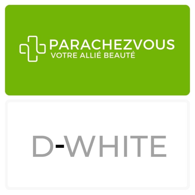 Logo de la marque d-white maroc et celui de la parapharmacie en ligne parachezvous