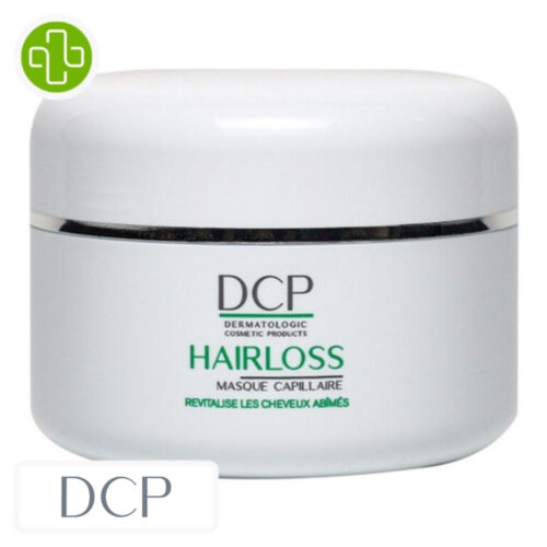 Produit de la marque DCP Hairloss Masque Capillaire Revitalisant - 200ml sur un fond blanc avec un logo Parachezvous et celui de de la marque DCP