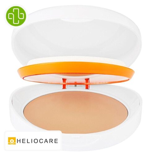Produit de la marque Heliocare Ultra Compact Color Solaire Light Oil-Free Spf50 - 10g sur un fond blanc avec un logo Parachezvous et celui de de la marque Heliocare
