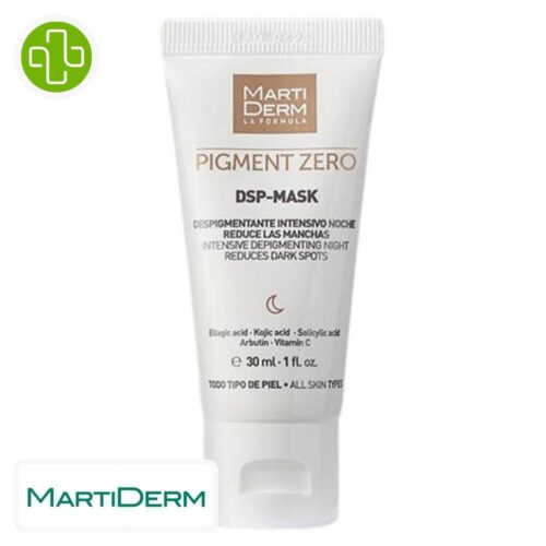 Produit de la marque Marti Derm Pigment Zero DSP-Mask Anti-Taches - 30ml sur un fond blanc avec un logo Parachezvous et celui de de la marque Marti Derm