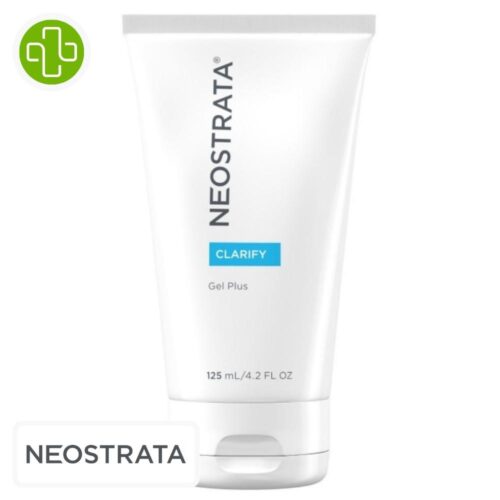 Produit de la marque Neostrata Clarify Gel Plus Exfoliant Purifiant 15% AHA - 125ml sur un fond blanc avec un logo Parachezvous et celui de de la marque Neostrata