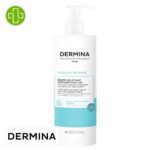 Produit de la marque Dermina Atolina Intense Baume Relipidant Anti-Grattage 24h – 400ml sur un fond blanc avec un logo Parachezvous et celui de de la marque Dermina