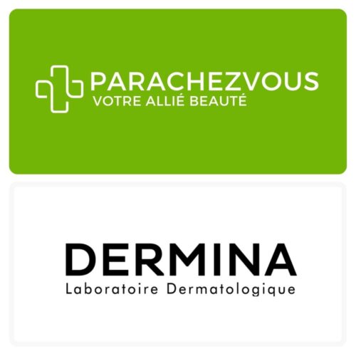 Logo de la marque dermina maroc et celui de la parapharmacie en ligne parachezvous
